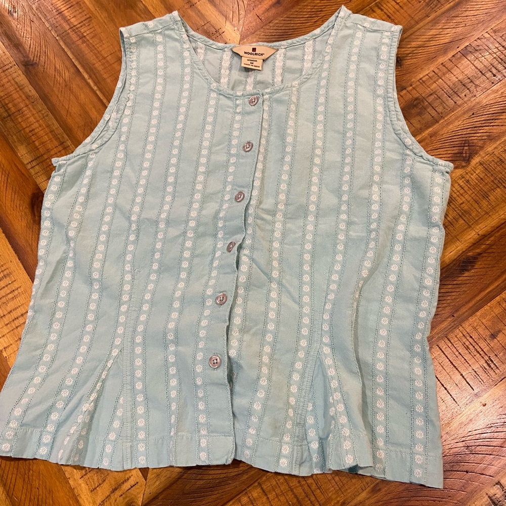 Woolrich Light Blue Sleeveless Button Down Shirt